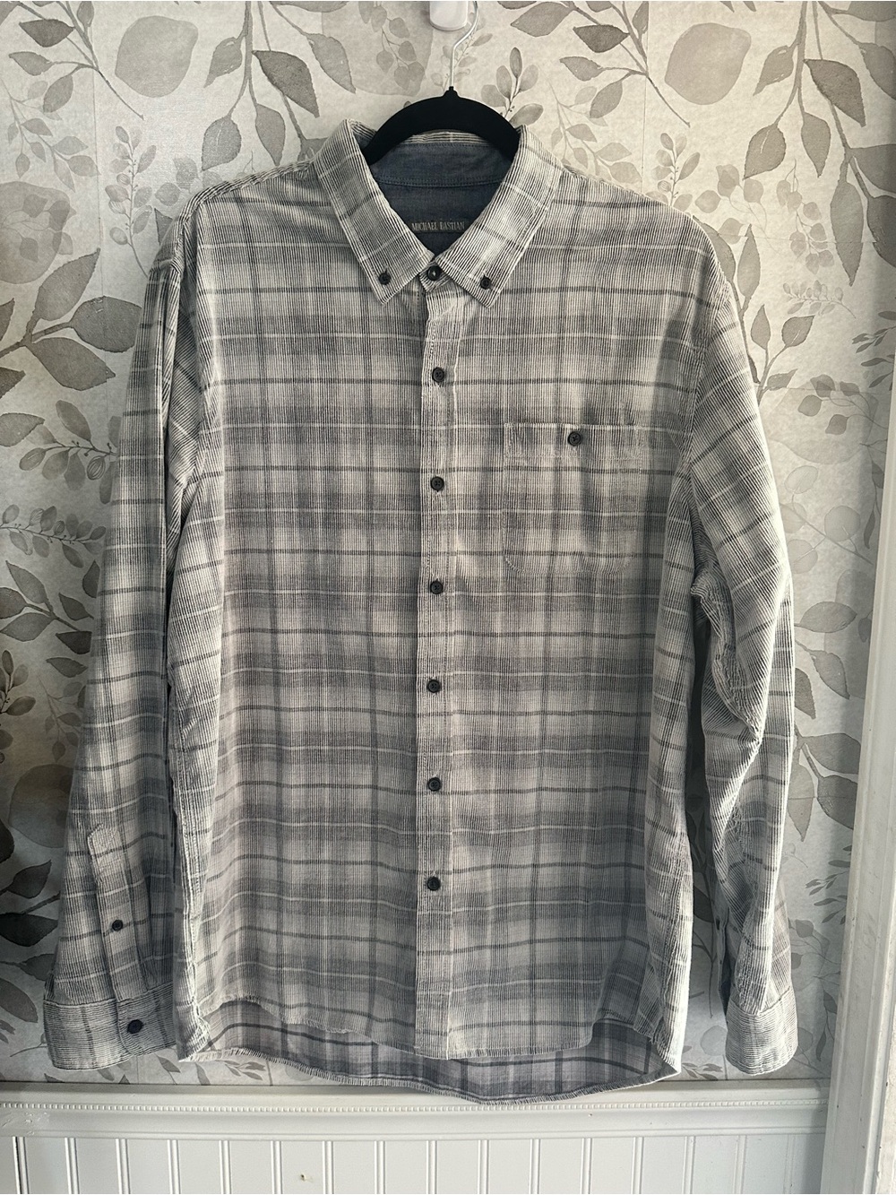 Michael Bastian Gray Plaid Button-Down Shirt